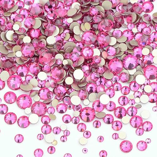 1400 Stück Mix-Größe Mix AB Farbe GRhinestone Flatback Kristallsteine Nicht Hotfix Strass Applikationen für Nagelkleid Handwerk-Fuchsia von DEFRTG