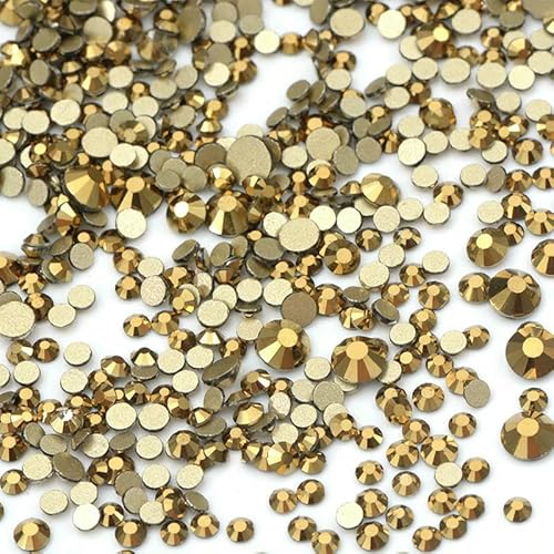 1400 Stück Mix-Größe Mix AB Farbe GRhinestone Flatback Kristallsteine Nicht Hotfix Strass Applikationen für Nagelkleid Handwerk-Gold von DEFRTG