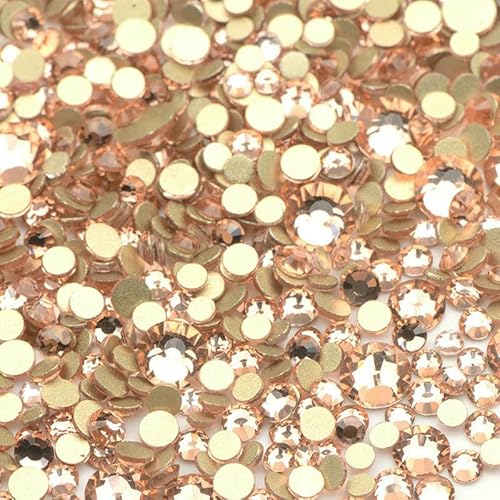 1400 Stück Mix-Größe Mix AB Farbe GRhinestone Flatback Kristallsteine Nicht Hotfix Strass Applikationen für Nagelkleid Handwerk-Hellpfirsich von DEFRTG