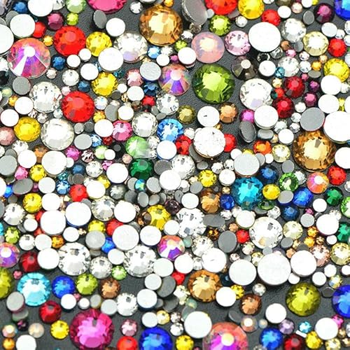 1400 Stück Mix-Größe Mix AB Farbe GRhinestone Flatback Kristallsteine Nicht Hotfix Strass Applikationen für Nagelkleid Handwerk - Normale Farbe von DEFRTG