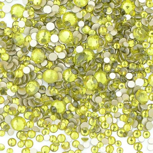 1400 Stück Mix-Größe Mix AB Farbe GRhinestone Flatback Kristallsteine Nicht Hotfix Strass Applikationen für Nagelkleid Handwerk-Olivin von DEFRTG