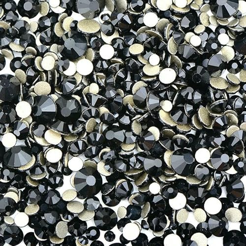 1400 Stück Mix-Größe Mix AB Farbe GRhinestone Flatback Kristallsteine Nicht Hotfix Strass Applikationen für Nagelkleid Handwerk-Schwarz von DEFRTG