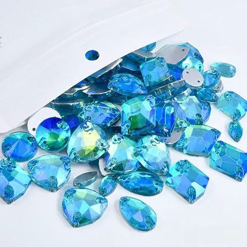 20/50/100 Stück Glas-Strasssteine in gemischter Form zum Aufnähen, Kristall-AB-Flatback-Steine für Kleidung, Hochzeitskleid-Dekoration, Aquamarin AB, gemischte Form, 50 Stück 20/50/100 Stück Glas-Strasssteine in gemischter Form zum Aufnähen, Kristall-AB-Flatback-Steine für Kleidung, Hochzeitskleid-Dekoration, Aquamarin AB, gemischte Form, 50 Stück von DEFRTG