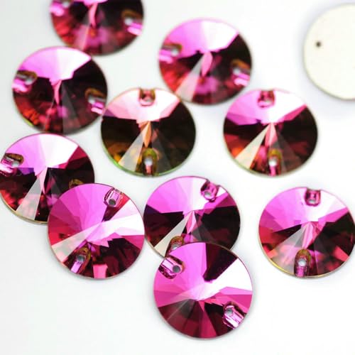 3200 Rivoli-Strasssteine zum Aufnähen, DIY-Glassteine, flache Rückseite, Strasssteine zum Nähen für Handarbeiten, Fuchsia, 8 mm, 56 Stück von DEFRTG