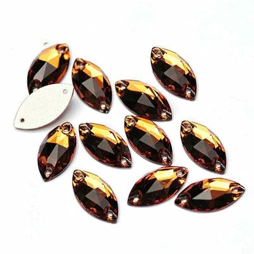 3223 Glasperlen mit flacher Rückseite, zum Aufnähen, Strasssteine und Kristalle zum Basteln, Heller Rauchtopas, 9 x 18 mm, 24 Stück 3223 Glasperlen mit flacher Rückseite, zum Aufnähen, Strasssteine und Kristalle zum Basteln, Heller Rauchtopas, 9 x 18 mm, 24 Stück von DEFRTG