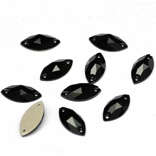 3223 Glasperlen mit flacher Rückseite, zum Aufnähen, Strasssteine und Kristalle zum Basteln, Jet, 9 x 18 mm, 24 Stück 3223 Glasperlen mit flacher Rückseite, zum Aufnähen, Strasssteine und Kristalle zum Basteln, Jet, 9 x 18 mm, 24 Stück von DEFRTG
