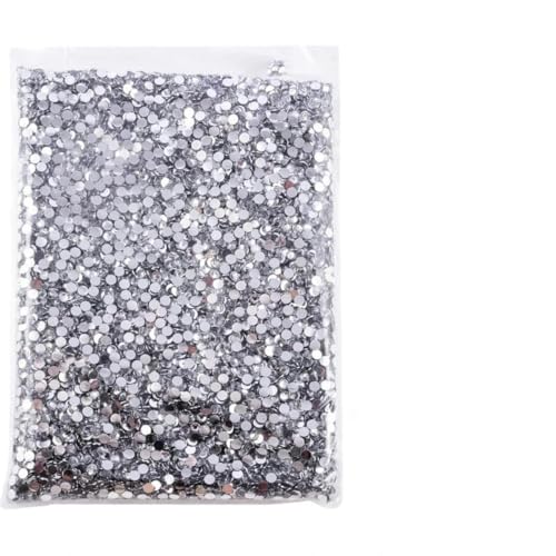 Flache Rückseite, silberfarbene Unterseite, Kunstharz, nicht Hotfix-Strasssteine im großen Paket, Glitzerkristalle und Strass für – 1 Kristall, Silber, 3,0 m von DEFRTG