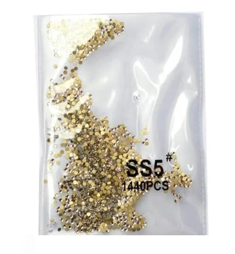 Gillter SS3-SS8 1440 Stück Kristall AB Gold Nicht Hotfix Flatback Strass-Dekorationen für Nähen & Stoffbekleidung Nail Art-Goldweiß SS5 1440 von DEFRTG