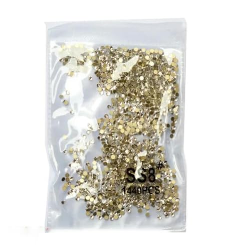 Gillter SS3-SS8 1440 Stück Kristall AB Gold Nicht Hotfix Flatback Strass-Dekorationen für Nähen & Stoffbekleidung Nail Art-Goldweiß SS8 1440 von DEFRTG