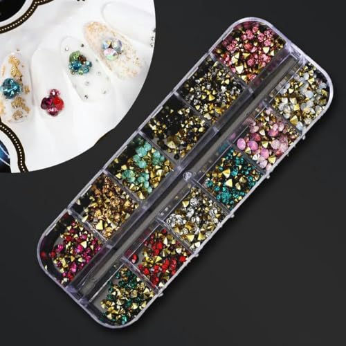 Nagelteile Nail Art Glitzer Strass Kristall Edelsteine Schmuck Perlen Maniküre Dekoration Zubehör Nagelzubehör für -G-01 von DEFRTG