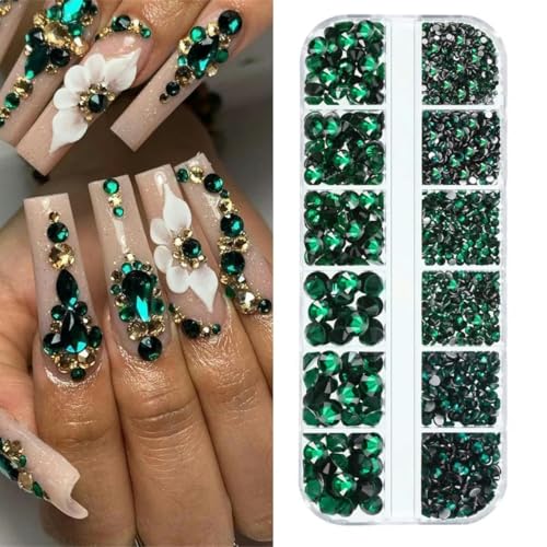 Nailart-Strassstein-Set, 2400 Stück, Nagel-Edelsteine, AB, flache Rückseite, Strasssteine mit Aufbewahrungs-Organizer für Design, Bright Holiday-104 von DEFRTG