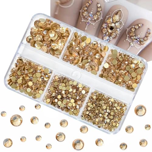 Nailart-Strassstein-Set, 2400 Stück, Nagel-Edelsteine, AB, flache Rückseite, Strasssteine mit Aufbewahrungs-Organizer für Design, Bright Holiday-108 von DEFRTG