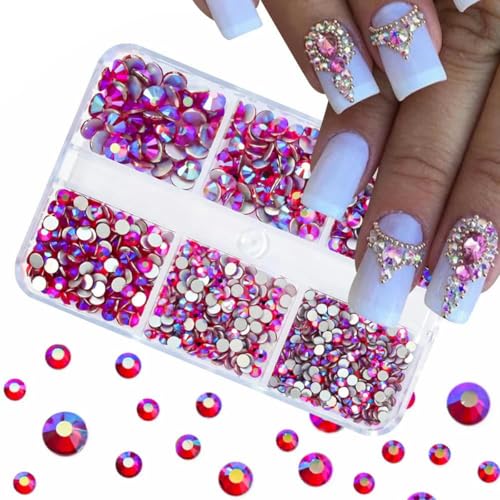 Nailart-Strassstein-Set, 2400 Stück, Nagel-Edelsteine, AB, flache Rückseite, Strasssteine mit Aufbewahrungs-Organizer für Design, Bright Holiday-114 von DEFRTG