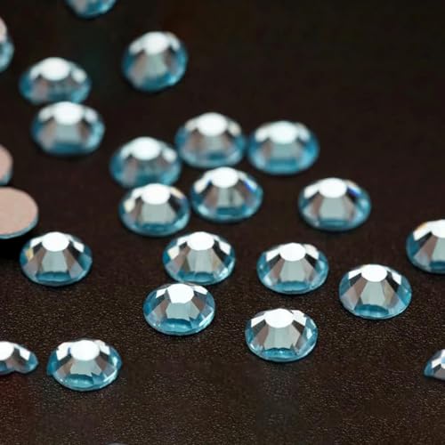 Nicht Hot Fix Flatback Strasssteine und Dekorationen Kristall Nail Art Zubehör Nagelaufkleber Glitzerstein Diamant DIY-027 Aquamarin-SS16 (1440 Stück) von DEFRTG