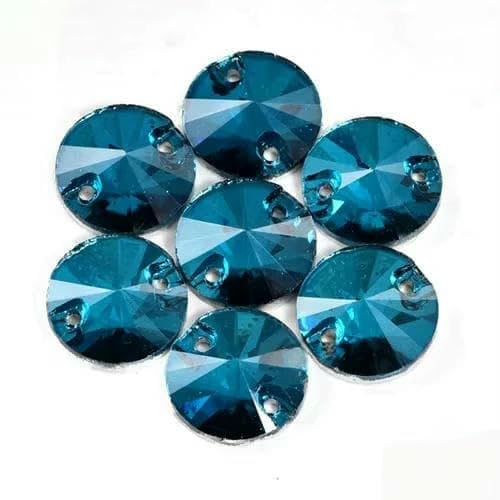 Runder Rivoli-Glas-Strass, viele Farben, rund, zum Aufnähen, flache Rückseite, Glassteine, zum Nähen, Strass für Hochzeitskleid, B2586, Pfauenblau, 10 mm, 72 Stück Runder Rivoli-Glas-Strass, viele Farben, rund, zum Aufnähen, flache Rückseite, Glassteine, zum Nähen, Strass für Hochzeitskleid, B2586, Pfauenblau, 10 mm, 72 Stück von DEFRTG