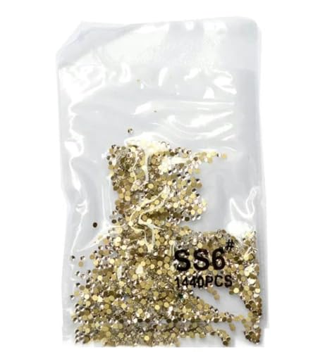 SS3-ss8 1440 Stück Klares Kristall AB Gold Nicht HotFix FlatBack Nail Art Strass-Dekorationen Schuhe und Tanzdekoration-Goldweiß SS6 1440 von DEFRTG