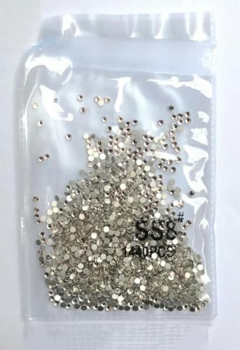 SS3-ss8 1440 Stück Klares Kristall AB Gold Nicht HotFix FlatBack Nail Art Strass Dekorationen Schuhe und Tanzdekoration-weiß SS8 1440 Stück von DEFRTG