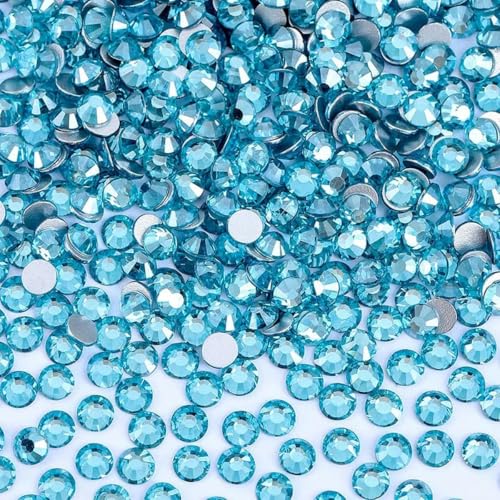 SS6–SS30, nicht Hotfix-Strasssteine, Crystal Luster-Serie, Super-Glitzerglas, flache Rückseite, Kristalle für DIY-Nagelkunst, Charm-Edelsteine, Aquamarin-Glanz, SS20, 1440 Stück von DEFRTG