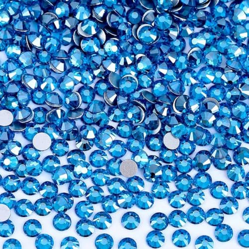 SS6–SS30, nicht Hotfix-Strasssteine, Crystal Luster-Serie, Super-Glitzerglas, flache Rückseite, Kristalle für DIY-Nagelkunst, Charm-Edelsteine, Capri Blue Luster, SS20, 1440 Stück von DEFRTG