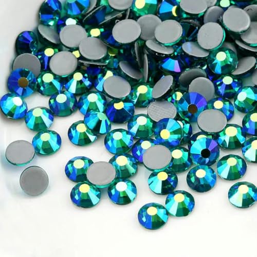 SS6-SS30 Mehrfarbiger Crystal AB Hot Fix Strass Kristall Super Glitter Strass Aufbügel-Strasssteine für Nailart Stoff Kleidung-Grüner Zirkon AB-SS6-1440 Stück von DEFRTG