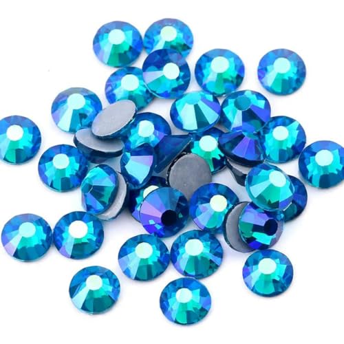 SS6–SS30 Mehrfarbiger Crystal AB Hot Fix Strass Kristall Super Glitter Strass Aufbügel-Strasssteine für Nailart Stoff Kleidung-Malachitblau AB-SS20-1440 Stück von DEFRTG