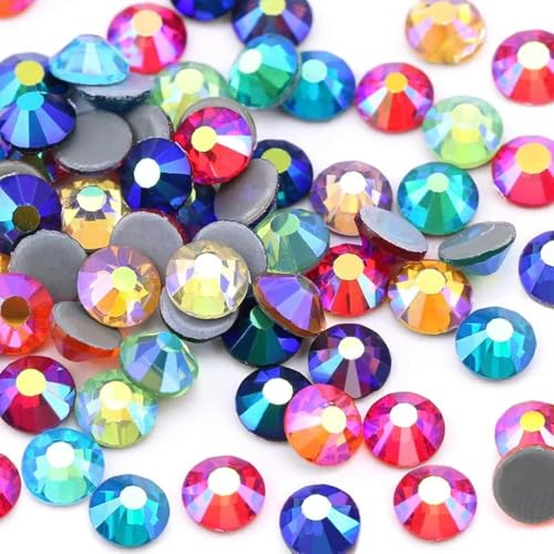 SS6-SS30 Mehrfarbiger Crystal AB Hot Fix Strass Kristall Super Glitter Strass Aufbügel-Strasssteine für Nailart Stoff Kleidung-Mix Farben AB-SS20-1440 Stück von DEFRTG