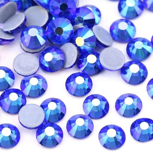 SS6-SS30 Mehrfarbiger Crystal AB Hot Fix Strass Kristall Super Glitter Strass Aufbügel-Strasssteine für Nailart Stoff Kleidung-Saphir AB-SS20-1440 Stück von DEFRTG