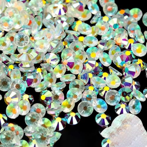 SS6-SS30 Mehrfarbiger Crystal AB Hot Fix Strass Kristall Super Glitter Strass Aufbügel-Strasssteine für Nailart Stoff Kleidung-Transparent AB-SS16-1440 Stück von DEFRTG