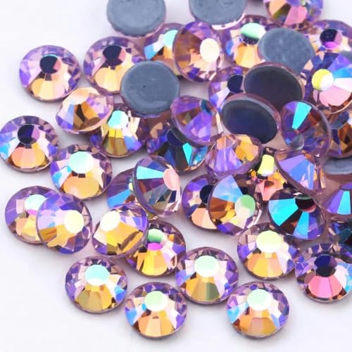 SS6-SS30 Mehrfarbiger Crystal AB Hot Fix Strass Kristall Super Glitter Strass Aufbügelbare Strasssteine für Nailart Stoff Kleidung-Hellrosa AB-SS20-1440 Stück von DEFRTG