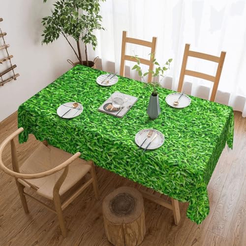 Garten-Gras-Druck-Tischdecke, flecken- und knitterfrei, waschbar, rechteckig, Tischdecke für Küche, Esszimmer, Party, Heimdekoration, 180 x 140 cm von DEHIWI