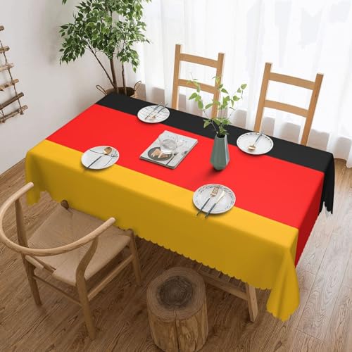 Tischdecke mit Deutschland-Flaggen-Druck, flecken- und knitterfrei, waschbar, rechteckig, Tischdecke für Küche, Esszimmer, Party, Heimdekoration, 140 x 180 cm von DEHIWI