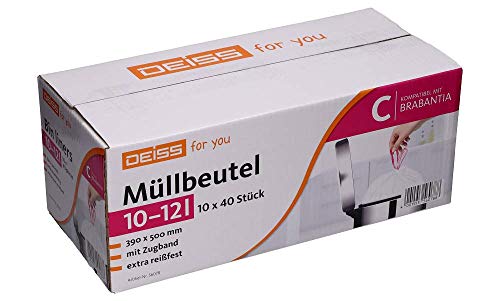 Müllbeutel DEISS 10-12 Liter für Brabantia Touch Bin (Größe C), 400 Stück von DEISS