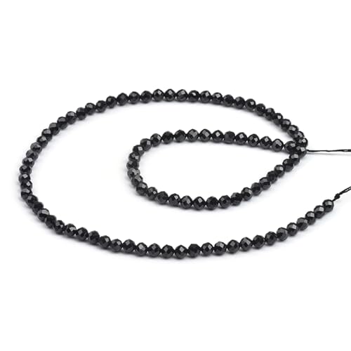 Naturstein, facettierter schwarzer Spinell, lose runde Perlen, 2/3/4 mm, für selbstgemachte Armbänder, Halsketten, 1 Strang, 2 mm Naturstein, facettierter schwarzer Spinell, lose runde Perlen, 2/3/4 mm, für selbstgemachte Armbänder, Halsketten, 1 Strang, 2 mm von DEJIN