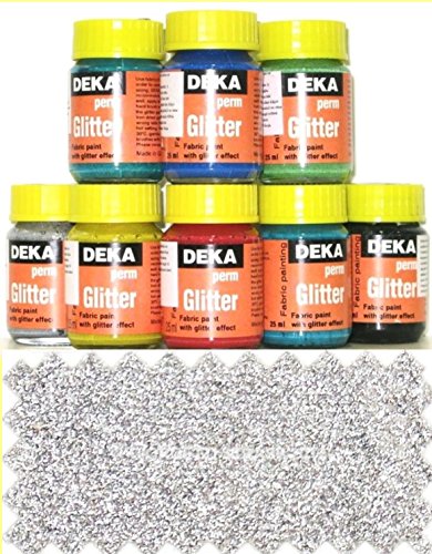 Textilfarbe DEKA GLITTER mit Glitzer Grau Silber Silber 2496 von DEKA