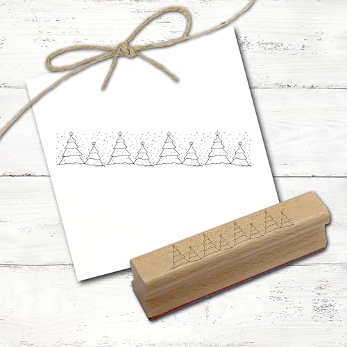 Dekolando Stempel Winter Tannenbäume im Schnee Bordüre - Motivstempel Holzstempel Tannen Weihnachten - Abdruck 98 x 18 mm von DEKO-LANDO