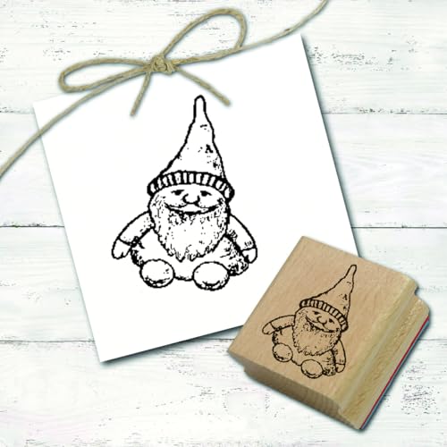 Dekolando Stempel niedlicher Wichtel - Weihnachtswichtel Holzstempel Weihnachten Motivstempel Weihnachtsstempel - Abdruck 36 x 48 mm von DEKO-LANDO