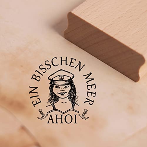 Motivstempel Ahoi - Ein bisschen Meer Stempel Matrosin Anker 38mm x 38mm von DEKO-LANDO