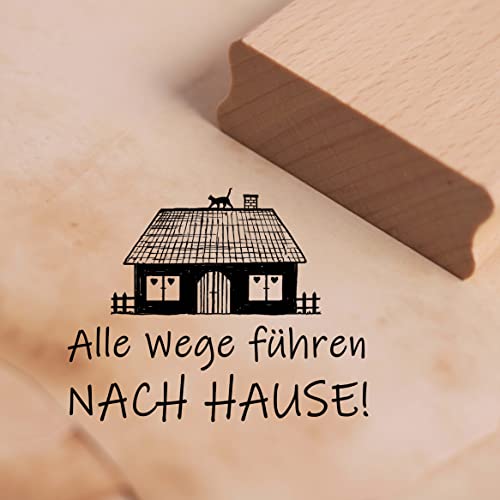 Motivstempel Alle Wege führen nach Hause Stempel Haus 48 x 37 mm von DEKO-LANDO