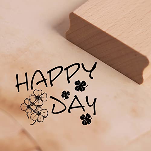 Motivstempel Happy Day Stempel Kleeblätter Glück 48 x 38 mm von DEKO-LANDO