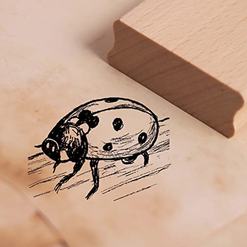 Motivstempel Marienkäfer auf Holz Stempel 38 x 28 mm von DEKO-LANDO