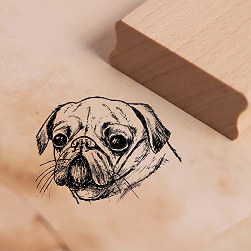 Motivstempel Mops Gesicht Stempel Hund 38 x 28 mm von DEKO-LANDO