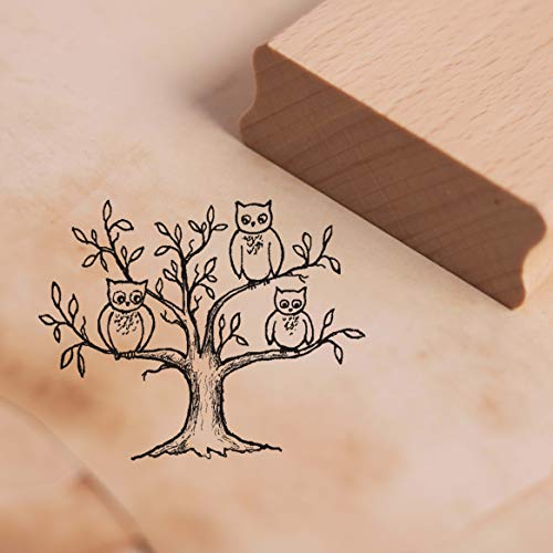 Stempel Eulen Baum - Motivstempel ca. 48 x 38 mm von DEKO-LANDO