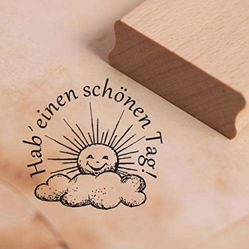 Stempel Hab einen schönen Tag - Sonne Wolke Motivstempel ca. 38 x 36 mm von DEKO-LANDO