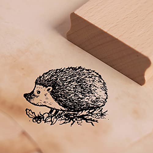 DEKO-LANDO Stempel Igel im Herbst - Motivstempel, Buchenholz, Natur, ca. 38 x 27 mm von DEKO-LANDO