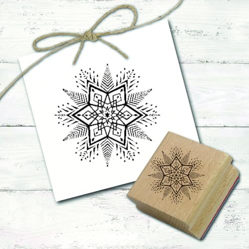 Stempel Kleine Schneeflocke - Winter Motivstempel Holzstempel Flocke Schneekristall Stern - Abdruck 28 x 28 mm von DEKO-LANDO