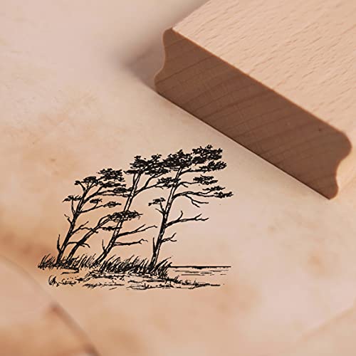 DEKO-LANDO Stempel Windflüchter - Motivstempel Natur, Buchenholz, ca. 48 x 38 mm von DEKO-LANDO