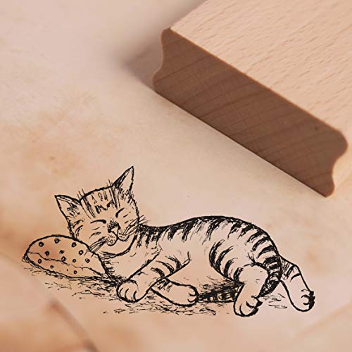 Stempel schlafende Katze auf Kissen - ca. 48 x 25 mm von DEKO-LANDO