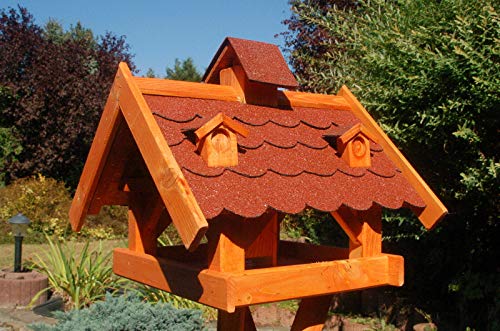 DEKO VERTRIEB BAYERN XXL Luxus Vogelhaus mit/ohne Ständer 145cm Holz Futterhaus Vogelfutterhaus Vogelvilla, Farbe: Rot von DEKO VERTRIEB BAYERN