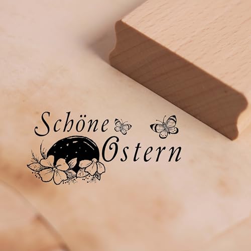 Dekolando Schöne Ostern - Osterei Schmetterlinge Motivstempel Holzstempel Osterstempel - Abdruck 58 x 28 mm von DEKOLANDO