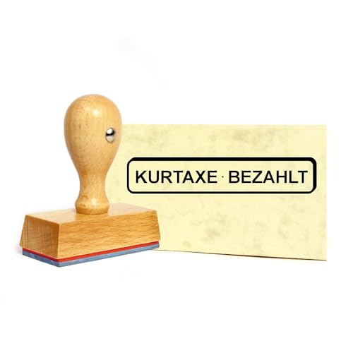 Dekolando Stempel - Kurtaxe Bezahlt - Holzstempel 1 zeilig Bürostempel Buchhaltung Kurabgabe Zahlung 49 x 9 mm von DEKOLANDO